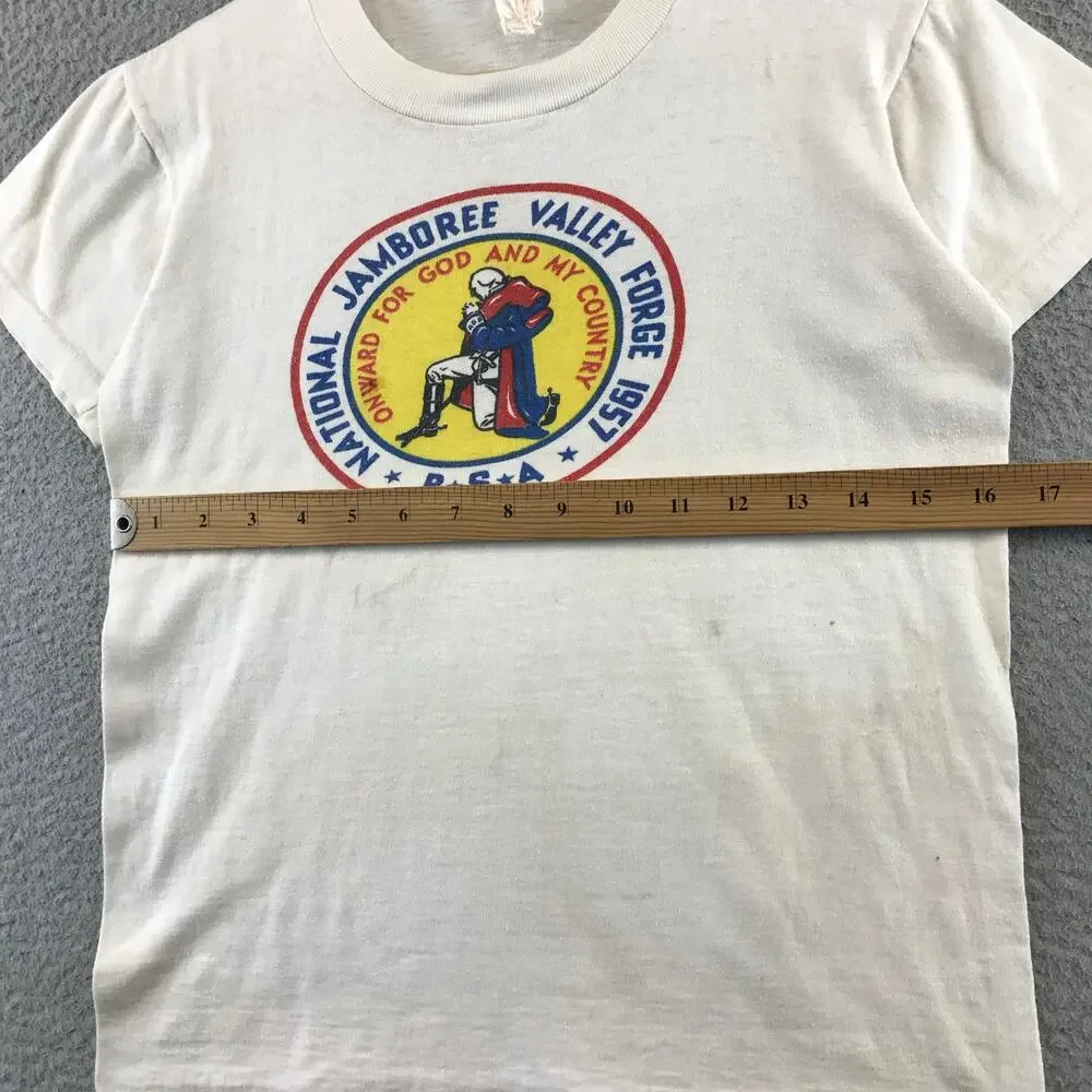 VINTAGE 1957 BOY‎ SCOUTS NATIONAL JAMBOREE VALLEY FORGE T-SHIRT YOUTH M